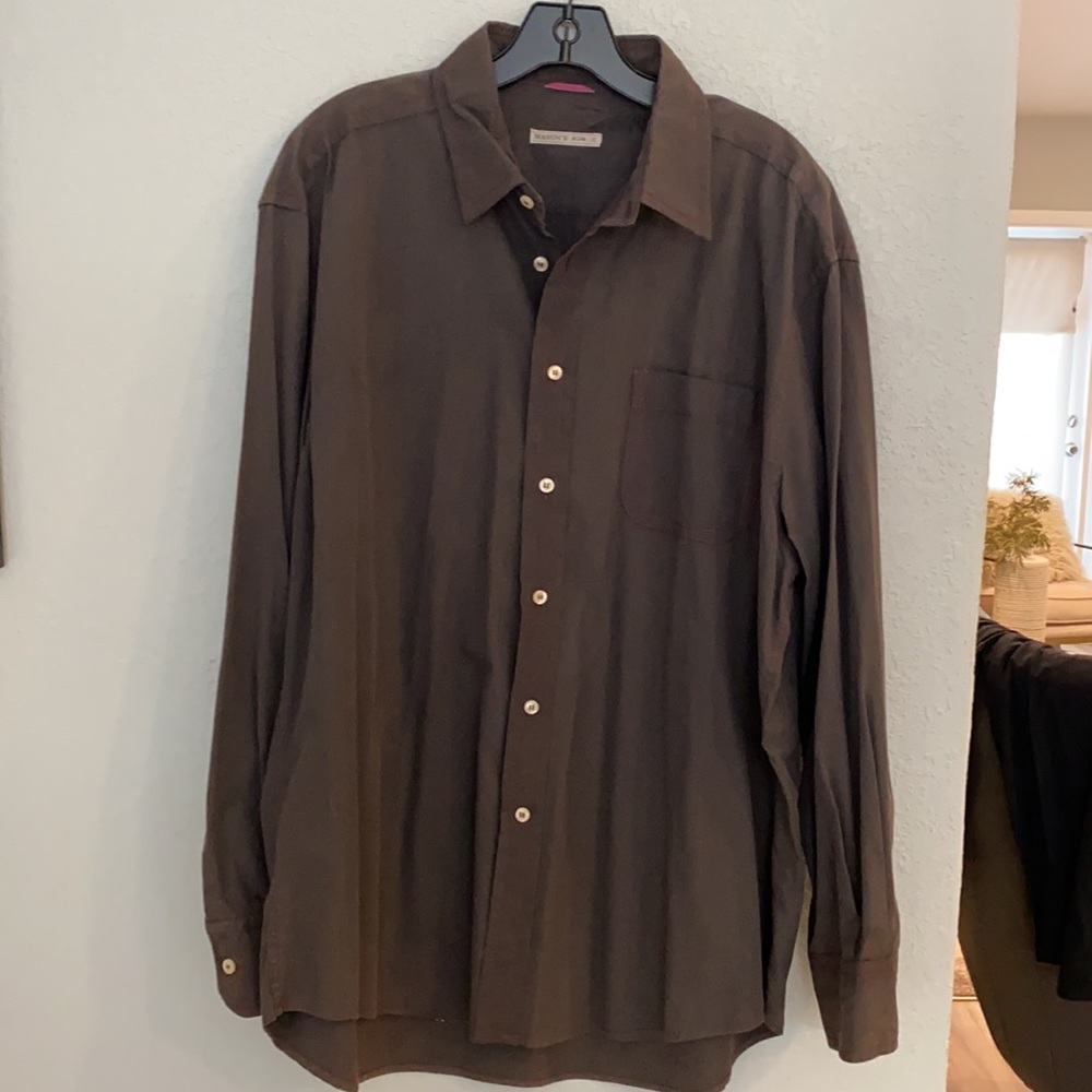 MASON’S SZ XL D.GREY W RED STITCH BUTTON DOWN